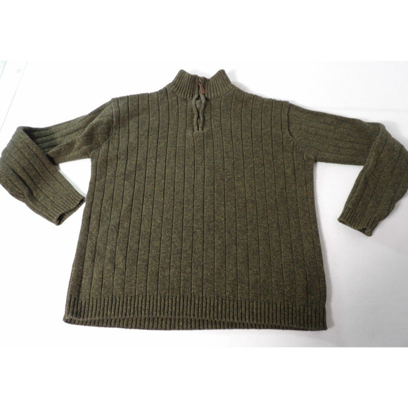 Oscar De La Renta Mens Sweter PullOver Knit Olive Green Knit Dad Core Mock Neck - Picture 1 of 9